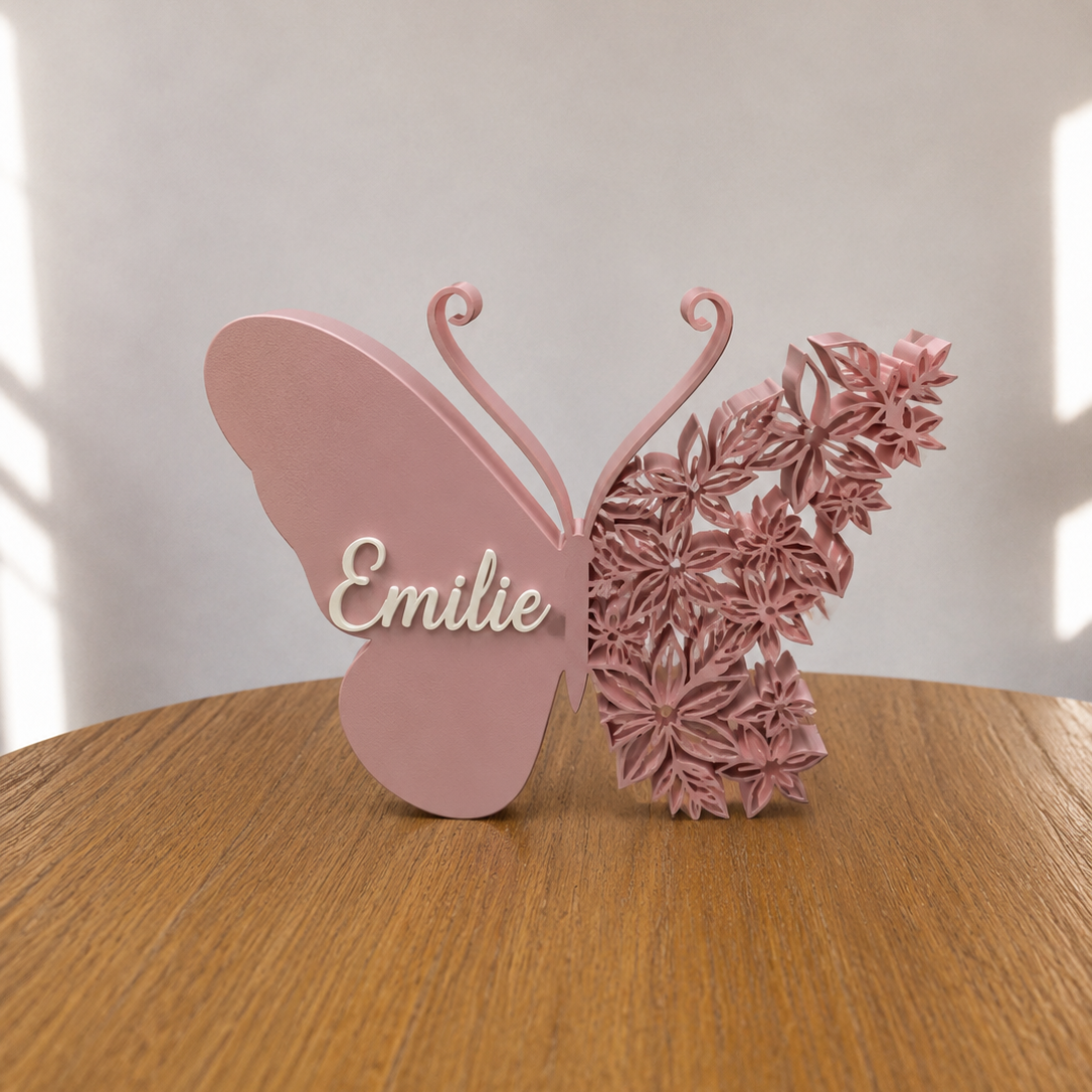 Beeld vlinder met naam rose gold