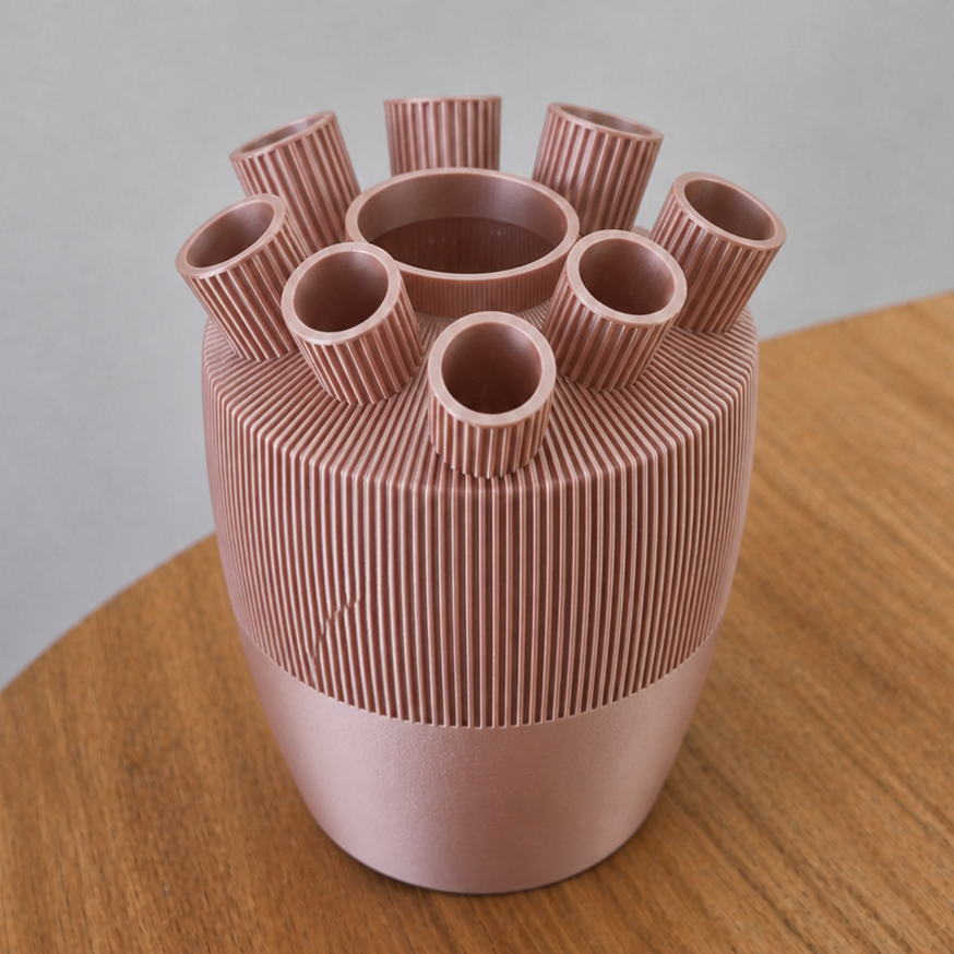 Vaas Sora kleur rosegold halfribbel